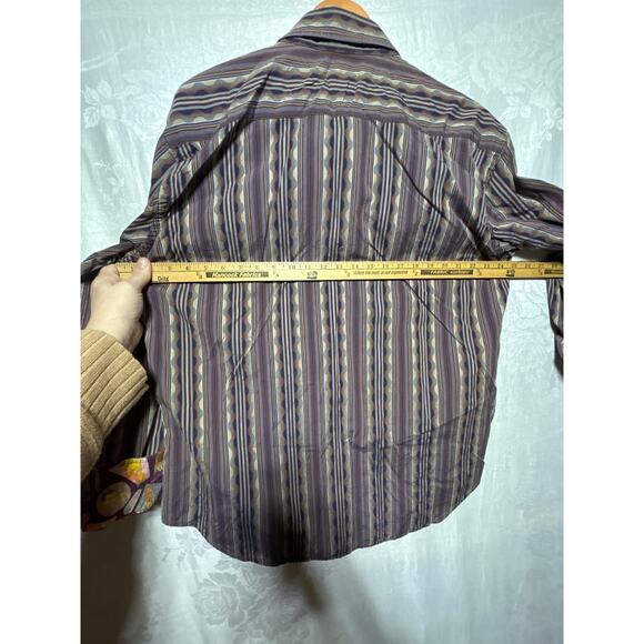 Robert Graham Button Up XL Purple Geometric Stripe Contrast Trim FLAW - Picture 11 of 12